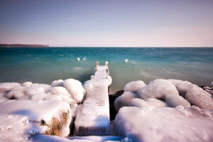 la glace, paysage, mer