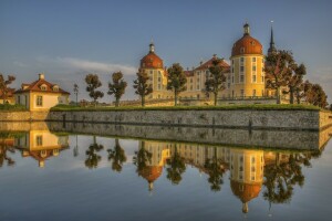 замок, Германия, Moritzburg, отражение, Саксония, воды