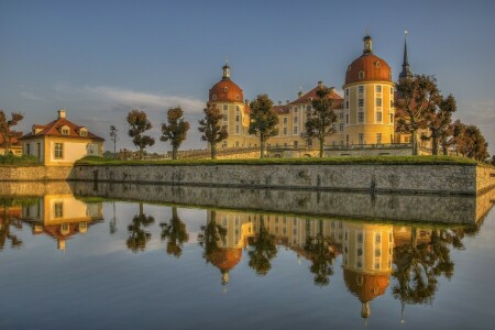 linna, Saksa, Moritzburg, heijastus, saxony, vesi