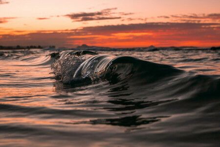 светлый, море, вечер, воды, волна