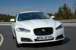 carro, vista frontal, Jaguar, luzes, estrada, Rapidez, Sportbrake