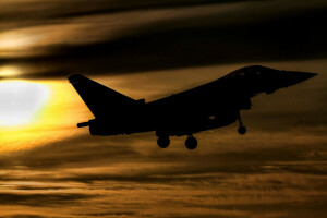 Eurofighter Typhoon, FGR4, Fighter, flight, sunset