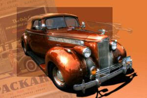 parachoque, luces, Packard, retro