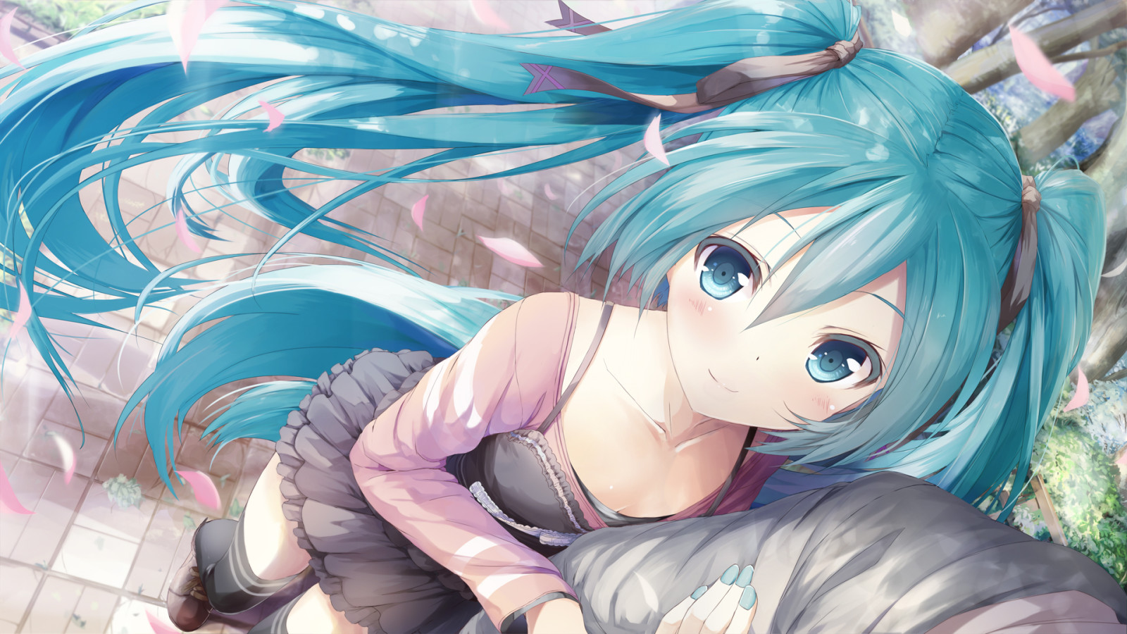 bak, sokak, kız, gülümsemek, Sanat, vocaloid, Hatsune Miku, daidou