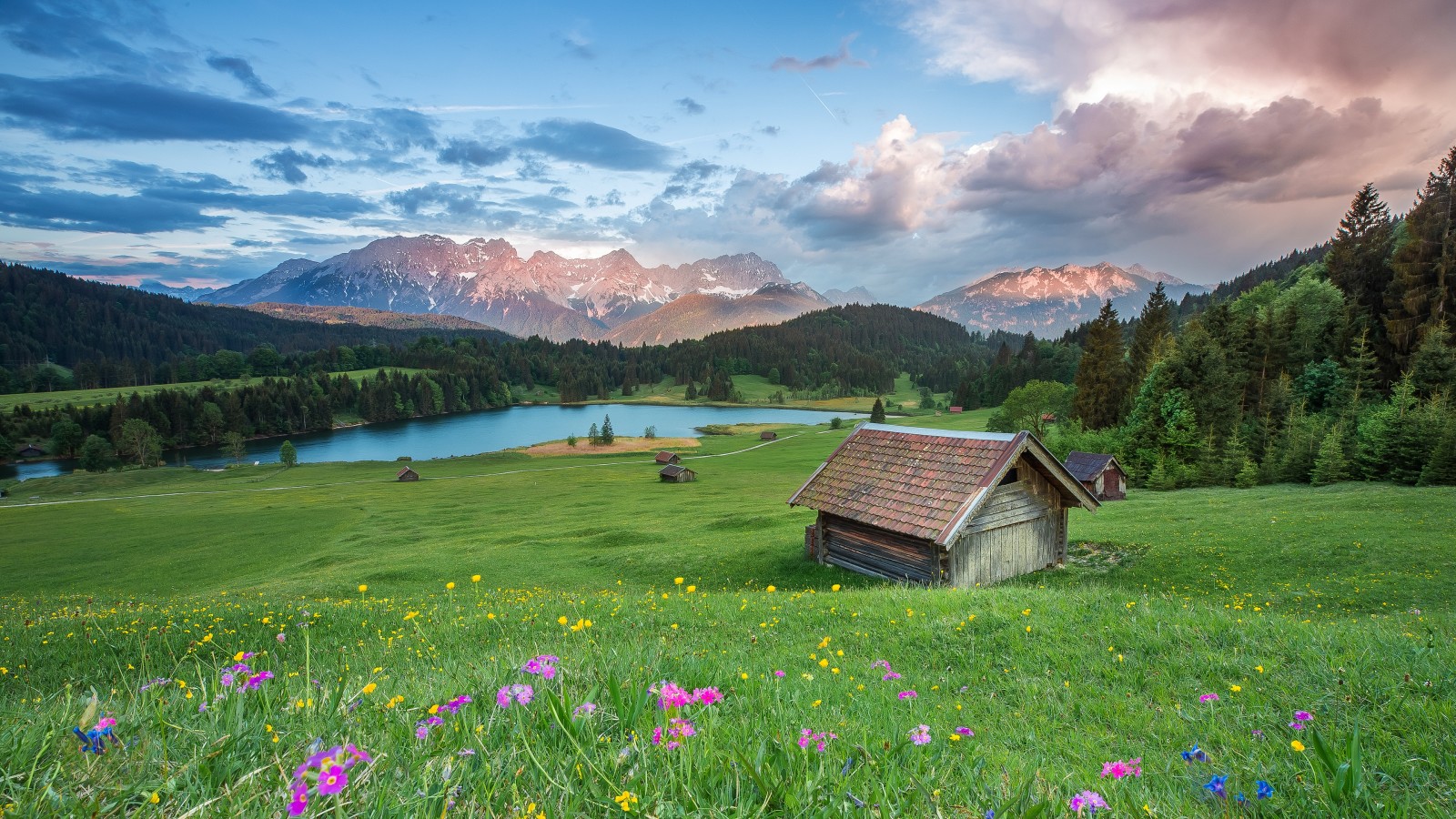 blå, Skov, natur, himlen, hus, sommer, flod, landskab