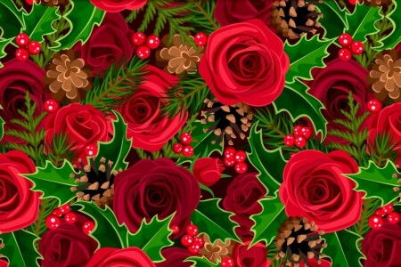 bumps, Holly, red, roses