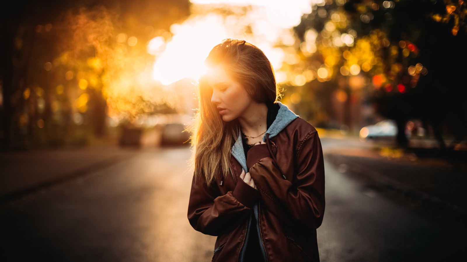 street, girl, jacket