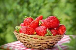 panier, baies, Frais, rouge, mûr, fraise