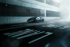 noir, Couleur, foncé, De face, Huracan, Lamborghini, LP610-4, route