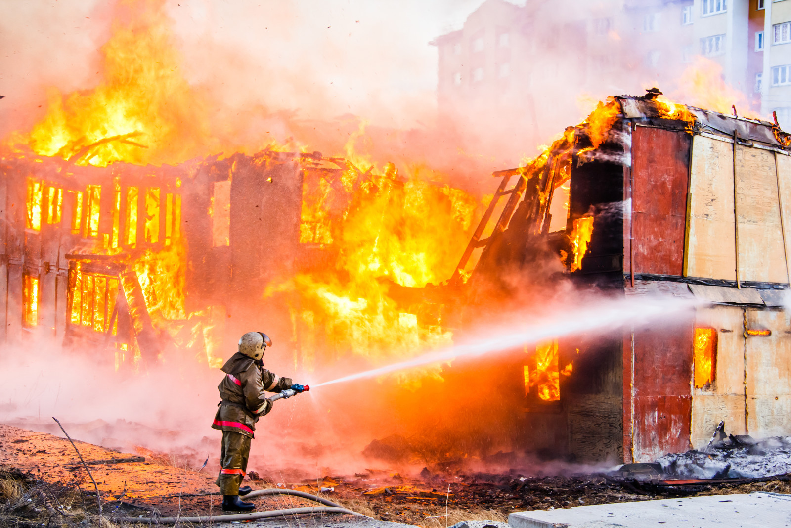 brand, förstörelse, brandman