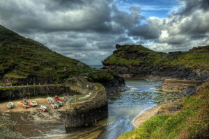 båter, kyst, England, natur, bilde