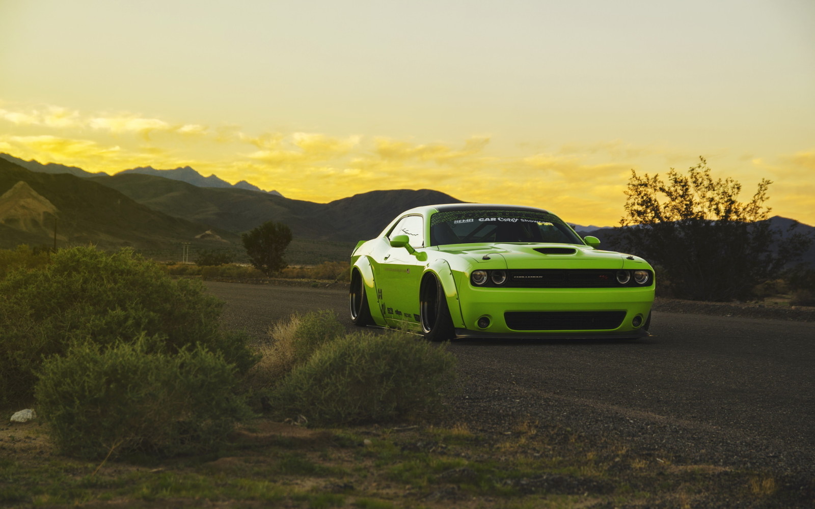 grøn, tuning, Muskel bil, Lav, Dodge Challenger