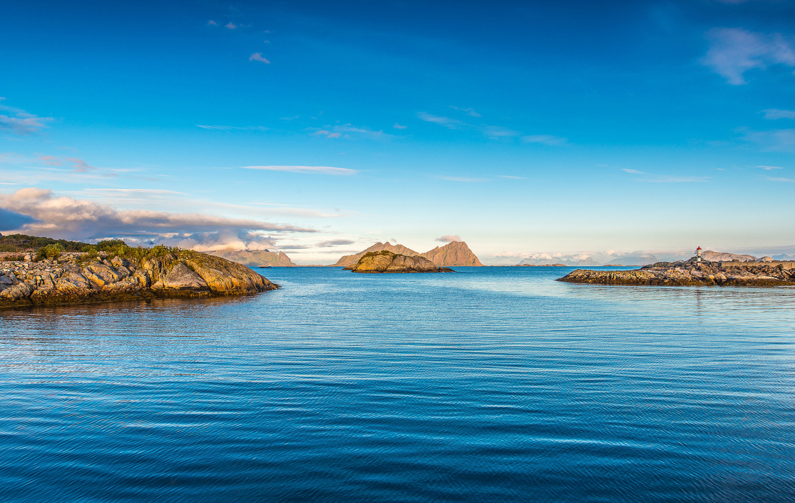 the sky, sea, island, clouds, rocks