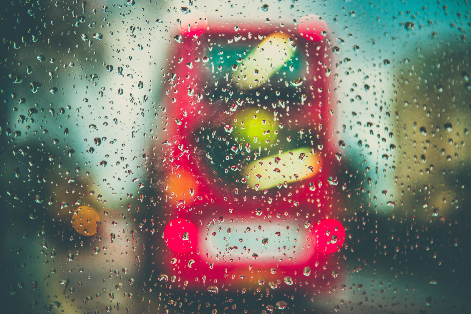 glass, rain, drops, bus