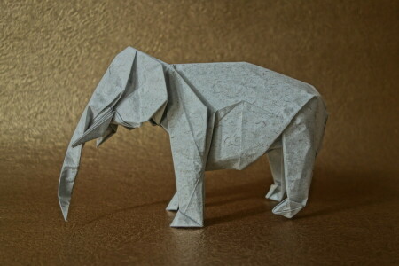 Contexte, l'éléphant, origami, papier